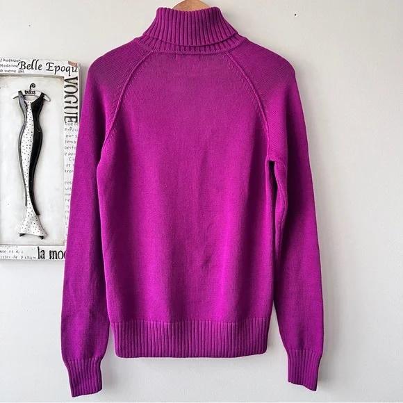 NWT Jeanne Pierre Scandi Girl Fuchsia Turtleneck Sweater Size S - Picture 5 of 9